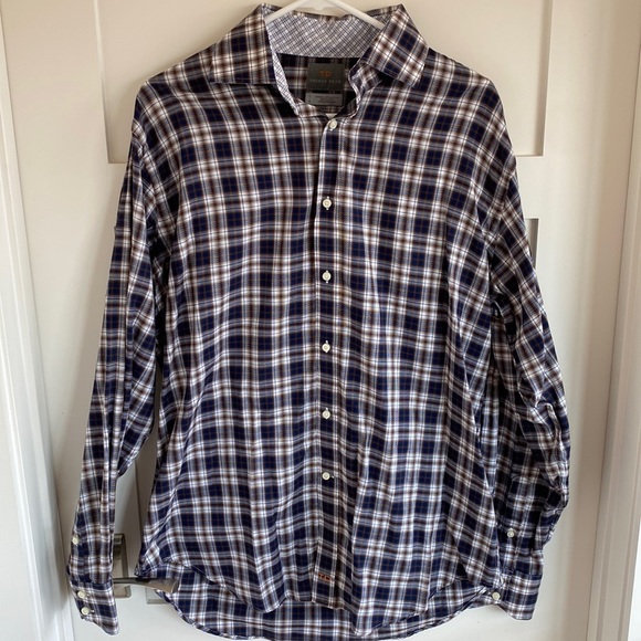 Thomas Dean Plaid Button Down Size Large - Picture 1 of 6